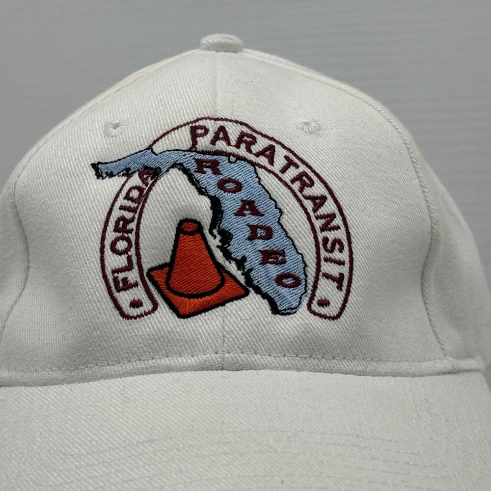 Vintage Patch Hat White Burgundy Orange Blue Florida Rodeo Paratransit - Picture 2 of 13